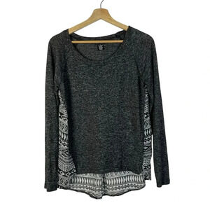Wet Seal Heather Gray Mixed Media Long Sleeve Top S